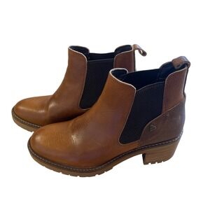 Bullboxer Jessy 2 Cognac Leather Chelsea Boots Womens 10 Brown Lug Sole Portugal